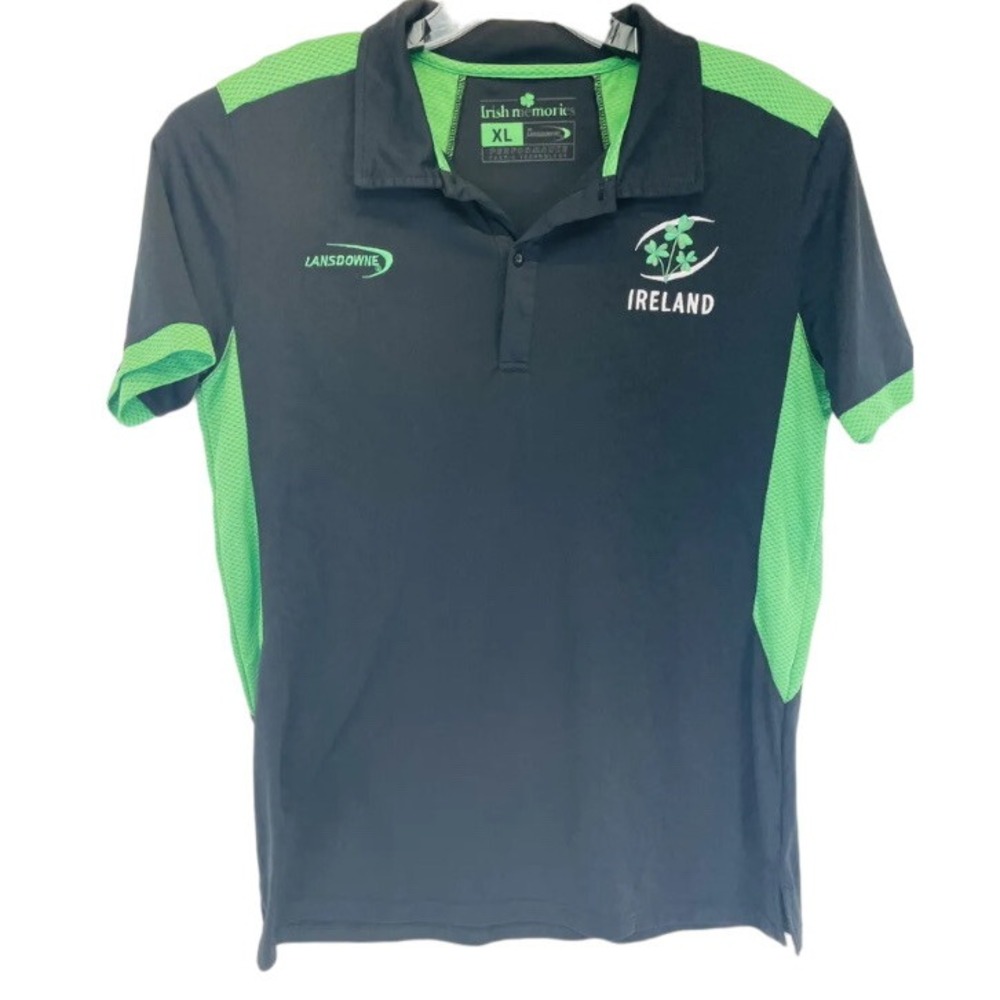 Lansdowne Irish Memories Black/ Green Mens Sz XL Polo Shirt‎ (Z17) EUC